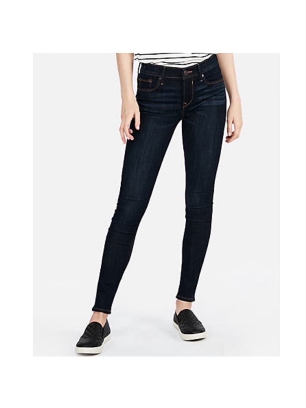 Express Dark Blue Washed Mid Rise Leggings Jeggings Skinny Jeans